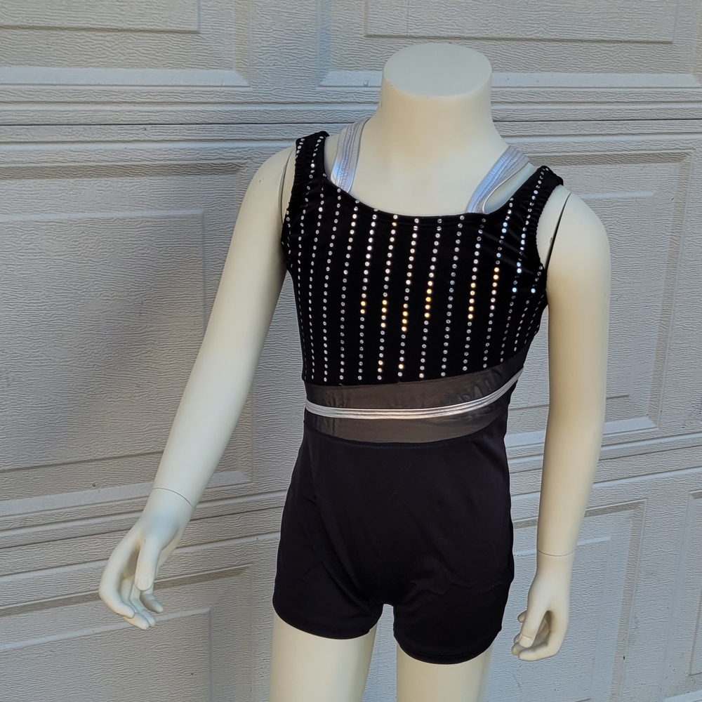 Black and Silver Gymnastics Leotard